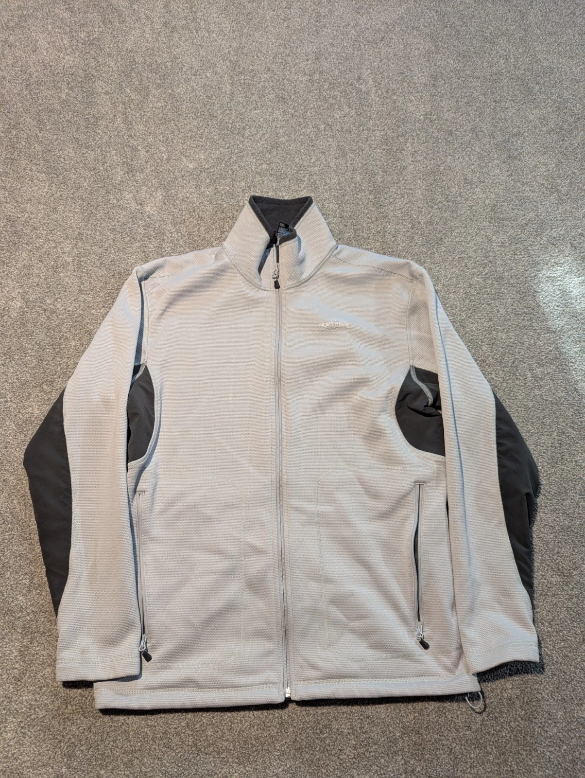 The North Face Jacket Mens Large Gray Dot Knit Thermal Fleece Lined Full Zip