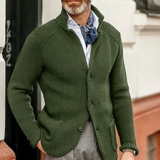 Men's Retro Knitted Cardigan Casual Blazer Style Coat Sweater Jumper Jacket Knit