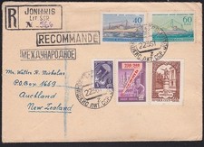 RUSSIA LITHUANIA 1961 Registered cover Joniskis to New Zealand.............D7193
