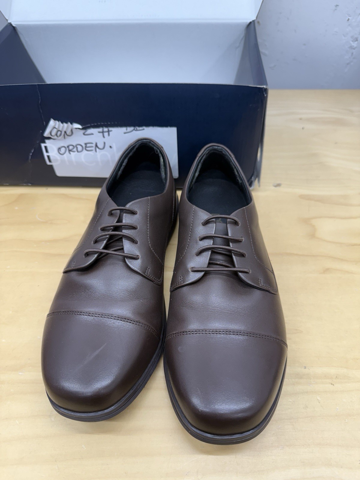 SAOLA Scarpe eleganti Birchbury Brenston a piedi nudi vintage marroni da uomo taglia 8 con scatola!