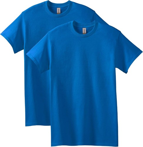 Gildan Unisex Adult Heavy Cotton T-Shirt, Style G5000, Small, Royal (2-pack)