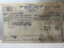 1958 Mercury Freight Lines Mobile Alabama Freight Bill 309643 Ephemera