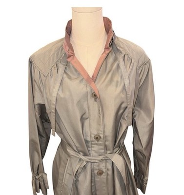 Vintage 80s London Fog Trench Coat Petite 12 Belted Raincoat USA
