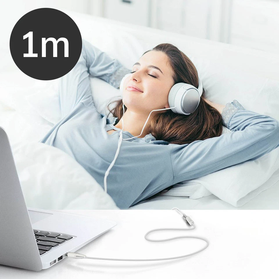 Cable de Audio Jack de 3,5 mm Macho-Hembra Auxiliar Universal 1m Akashi Blanco - Imagen 4 de 4