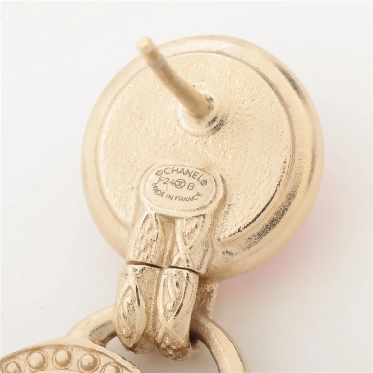 Chanel Coco Mark F24B Piercing jewelry (for both ears) GP×Rhinestone Gold x pink thumbnail 5