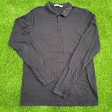 Premium Jack  Jones black long sleeve polo shirt 100 cotton size small