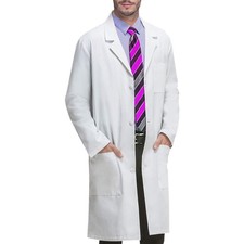 Lab Coat Men Women Long Sleeve White Unisex Durable Medical Science Coat