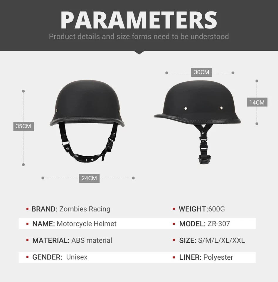 Medio Casco Moto Cuero Alemán Casco Vintage Casco Casco Moto Abierto  Foto 3 de 4