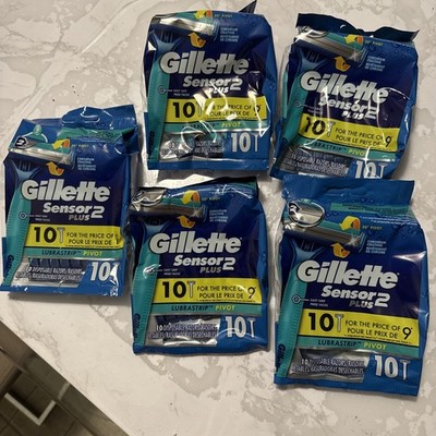 Gillette Sensor2PLUS Lubrastrip Pivot Disposable Razors 10pK -New