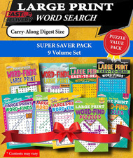 KAPPA Super Saver LARGE PRINT Word Search Puzzle Pack-Set of 9 Carry-Along Diges