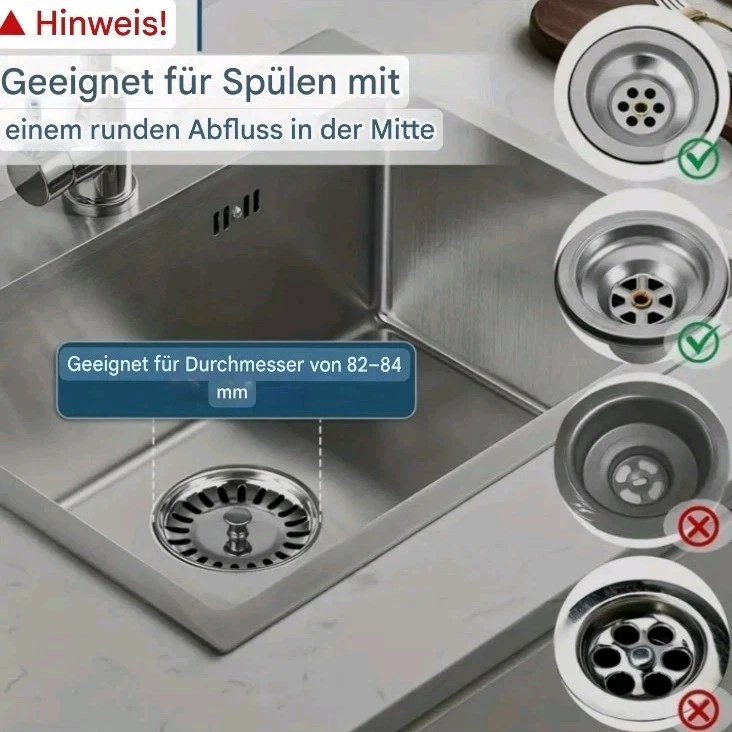 ✅Siebkörbchen für Spüle Siebkorb Spülbecken Abflussventil Sieb Spültisch Stöpsel - Bild 3 von 4