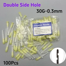 30 Gauge Needle Dental Endo Irrigation Needle Tips Yellow Two Side Hole 100 Pcs