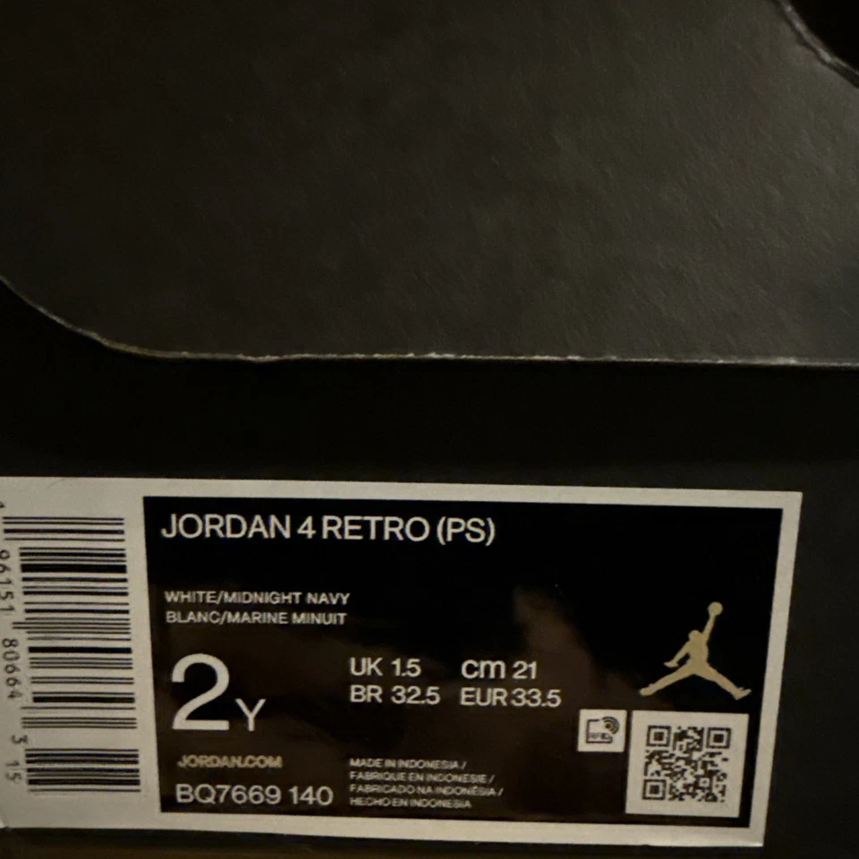 Молодежный размер 2Y Nike Air Jordan 4 белый детский баскетбол обувь кроссовки BQ7669-140 - Изображение 3 из 3