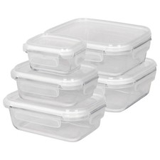 Glass Food Storage Container with Lid White Meal Prep Containers Microwave Safe
