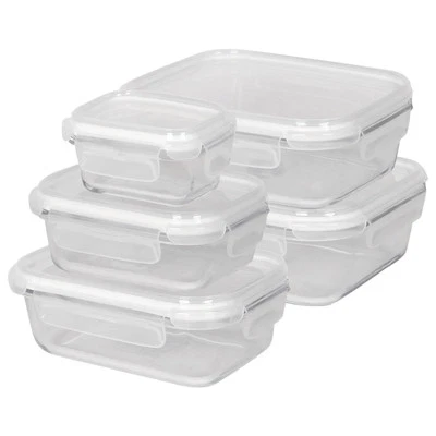 HARBOUR HOUSEWARES Glass Food Storage Container with Lid White Meal Prep Containers Microwave Safe