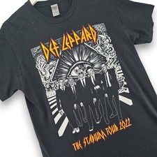 Def Leppard The Stadium Tour 2022 Black T Shirt size Medium Dual Sided Concert