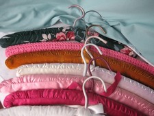 Satin cloth covered Wood Clothes Hangers Array of colors one knitted 7 in all
