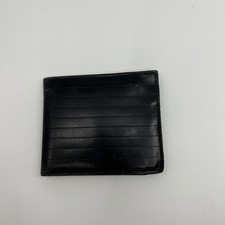 Vintage Leather Billfold Bifold Men's Wallet Black Calf Skin Coin Pocket Zipper