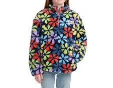 Hurley Girls Sherpa Quarter Zip Pullover Size L 10/12 Multi Flowers
