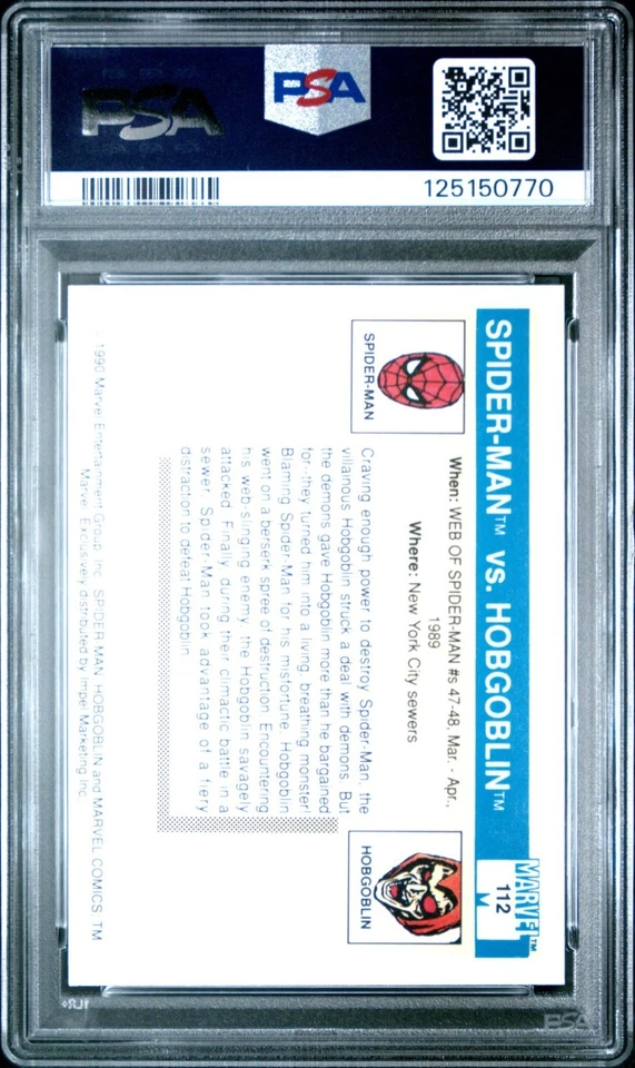 1990 MARVEL UNIVERSE SPIDER-MAN VS. HOBGOBLIN #112 PSA 10 GEM MINT - Image 2 of 2