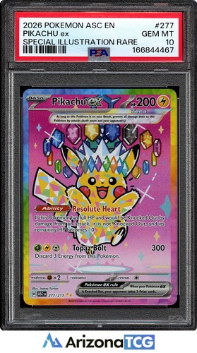 Pokemon 2026 Pikachu ex 277/217 SIR Ascended Heroes GEM MINT PSA 10
