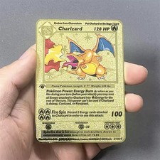 Pokemon Card Charizard Base Set 1999 Gold Metal Card - CARTA IN METALLO TCG