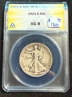 1921 S WALKING LIBERTY HALF DOLLAR ANACS VG 8 451