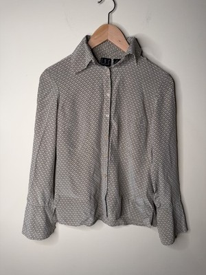 Vintage I.N.C. 100% Pure Silk Geometric Triangle Print Blouse   Women s Size 2