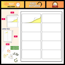 200 Sheets Printable White Sticker Labels 2"x4" Matte for Laser Inkjet - 10/Page