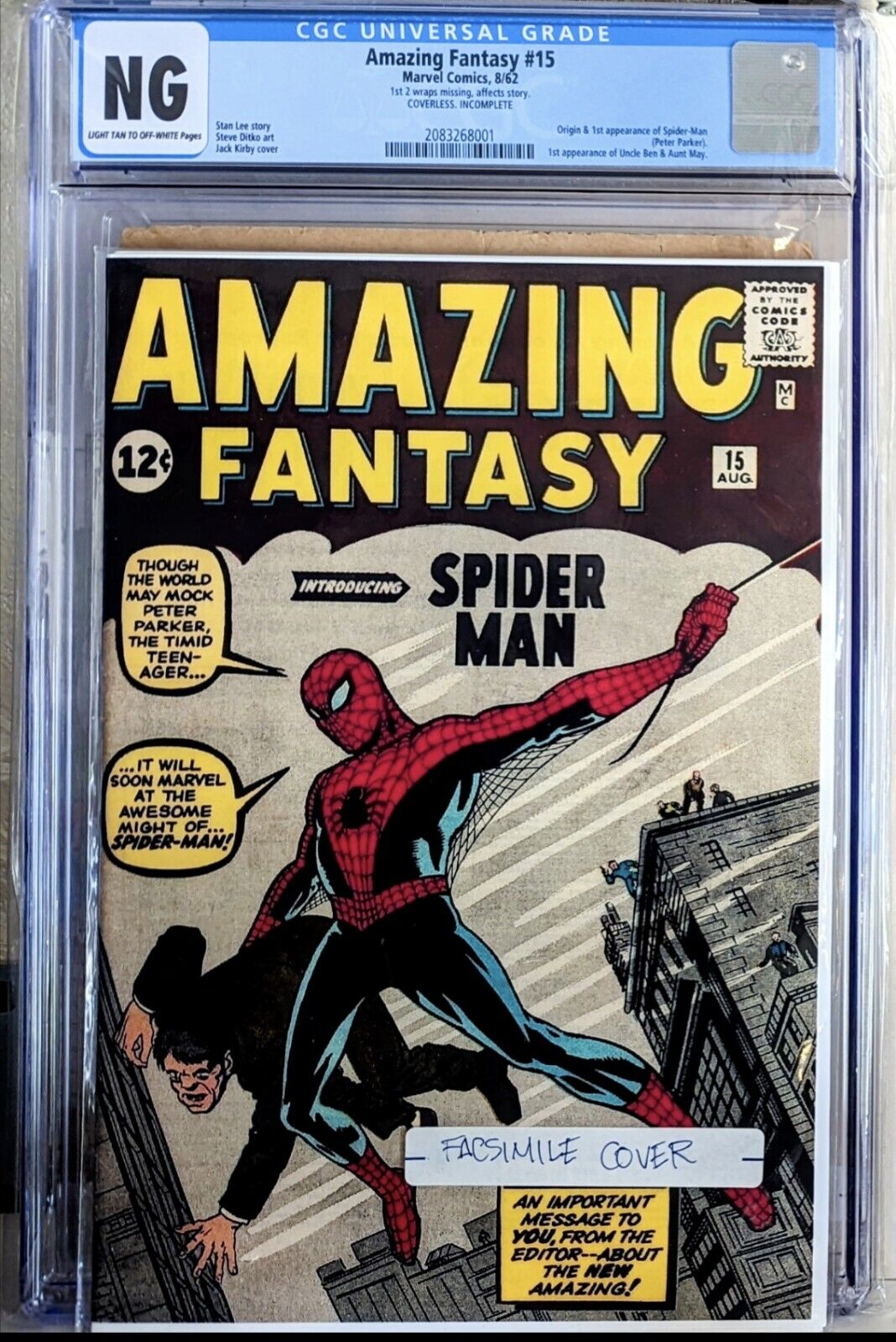 Restored Amazing Fantasy #15 CGC 9.8 Spider-Man Up For Auction