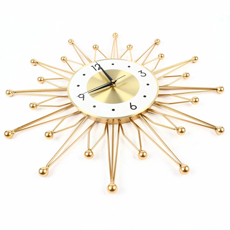 50CM Retro Metal Art Sunburst Clock Mid Century Modern Wall Vintage Clock Decor - Image 4 of 4