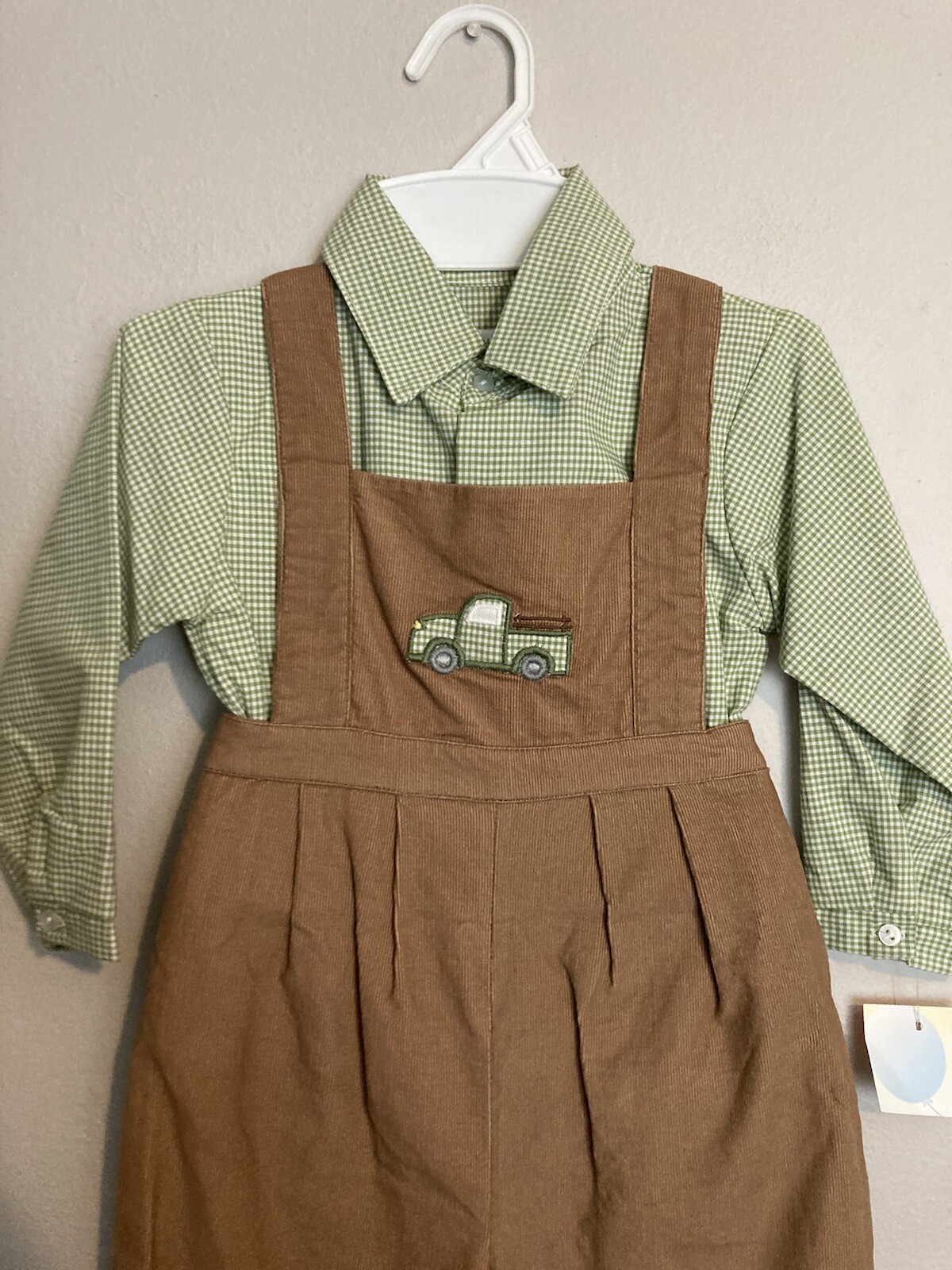 NWT Petit Ami  Boys Brown Soft Corduroy Longall pickup truck Sz 24 Months Set