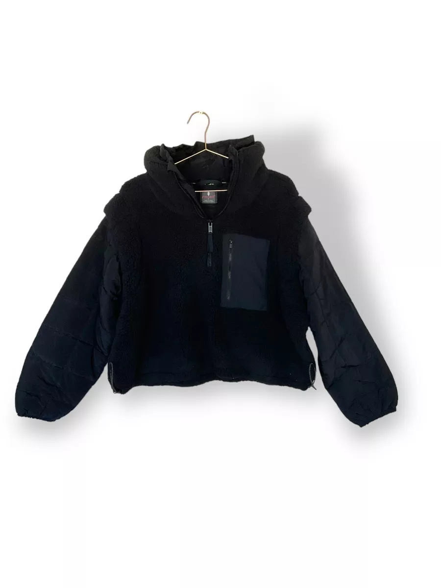 Free People Movement Black Short Fluffy Half Zip Fleece Size L eBay