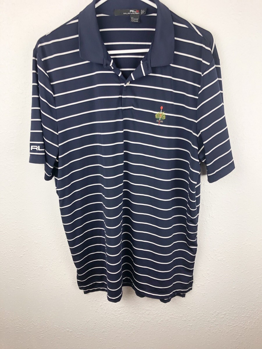 RLX Ralph Lauren Mens SZL Blue White Striped Golf Polo Shirt
