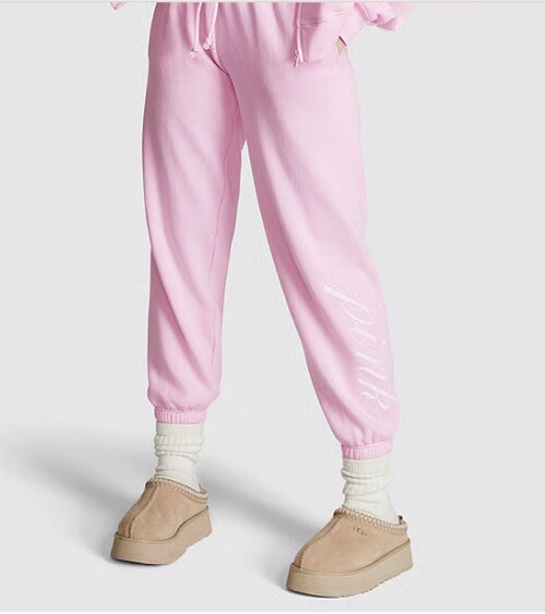VICTORIA'S SECRET PINK IVY FLEECE CAMPUS SWEATPANTS SPRING ORCHID