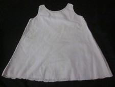 Antique Ivory sleeveless scallop edge baby dress slip w/mop buttons