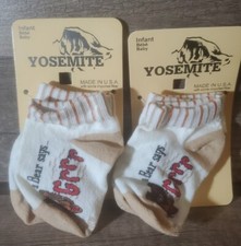 2 PAIR Baby Bear Print Socks Size Infant 0-3 NEW