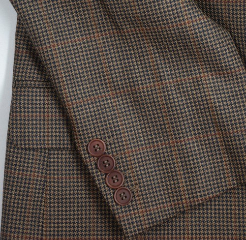Men's 42R Barneys New York Brown Windowpane Check 100% Wool Made In Italy Blazer - Picture 8 of 13