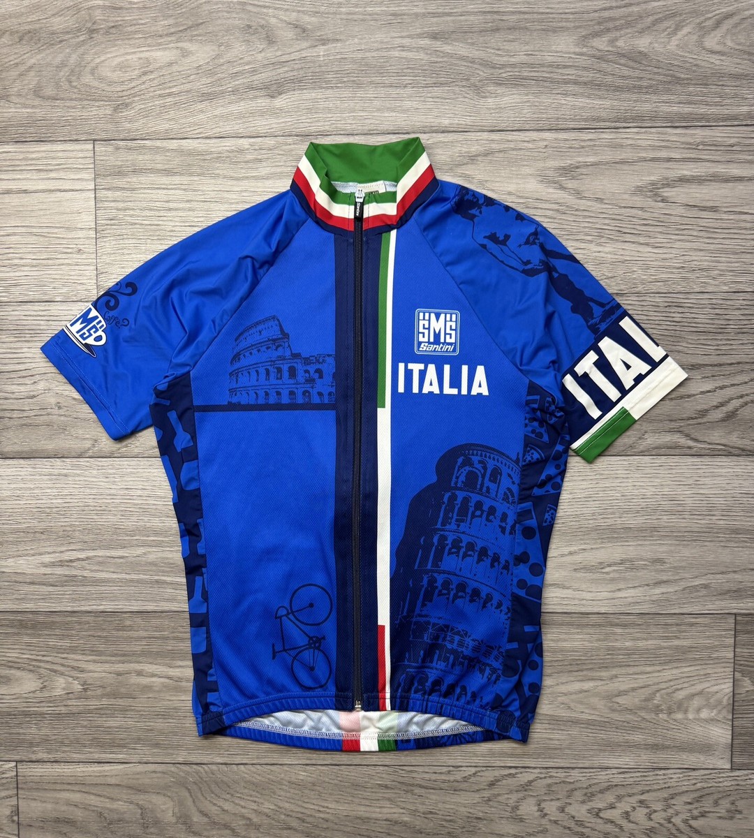 Santini Italia SMS Cycling Jersey Blue Short Sleeve Made In Italy