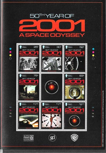 Isla de Man-- 2001 A Space Odyssey - Carpeta y hoja de sello especial MNH-2018 - Imagen 2 de 4