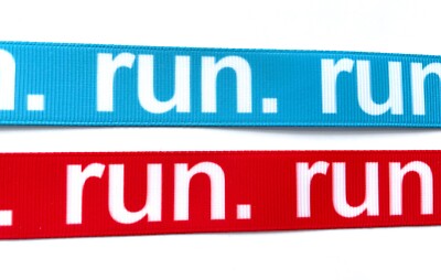 Walkathon Ribbon Run Go marathon red blue grosgrain ribbon 7/8