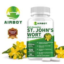 Hierba de San Juan 6000 mg - Alivio de la depresión del estrés, ansiedad reduce los cambios de humor