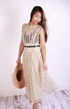 ZARA_WOMAN NWT POLKA DOT LACE MIDI DRESS BEIGE | 8741/057/450_XS