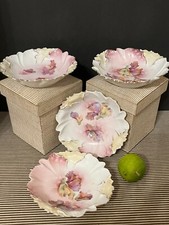 Victorian Delicate Hand Painted Floral Porcelain Berry Bowls Austrian?- set of 4