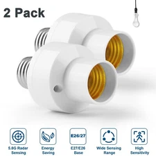 2Pack E27/E26 Radar Motion Light Holder Detector Base Lamp Switch Bulb Socket