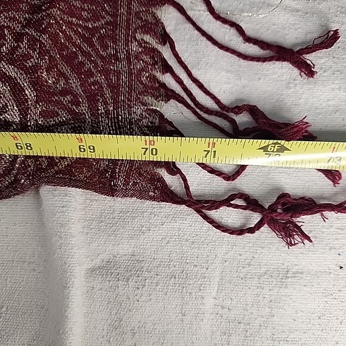 Scarf Shawl Women’s Pashmina Burgundy Paisley Gold Embellished Fringed Vintage - Picture 7 of 10