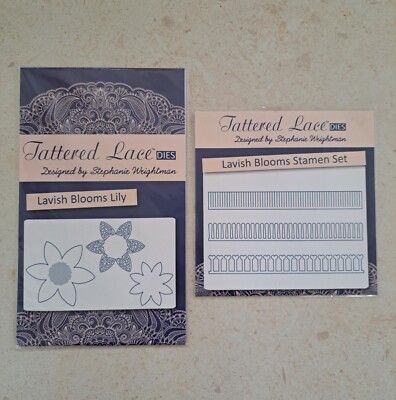 TATTERED LACE Lavish Blooms Lily & Lavish Blooms Staubgefäße Set Stanzformen 2 Packungen Brandneu in Verpackung