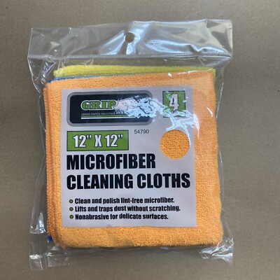 Grip 12 by 12 inch microfiber cleaning clothes lot of 4