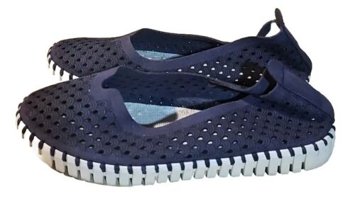 ILSE JACOBSEN Tulip Shoes Blue Ballet Style Women 7.5 R08