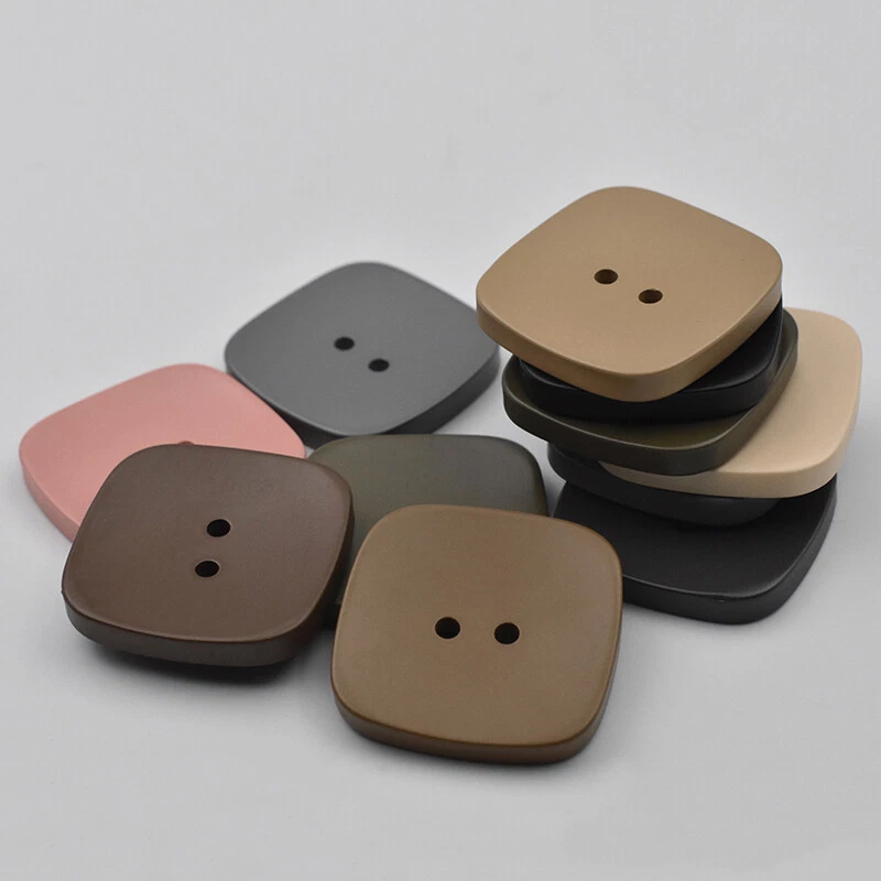 8x Matte Sewing Buttons 2-Hole Square Button for Wool Coat Overcoat DIY Set Chic - Image 2 of 4